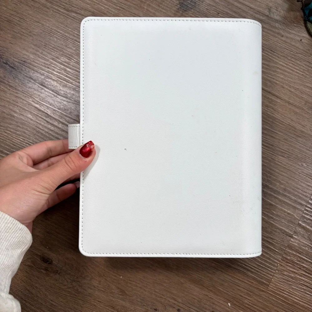 52 North White Vegan Leather 6-Ring Budget Planner Make Your Dreams Into Plans